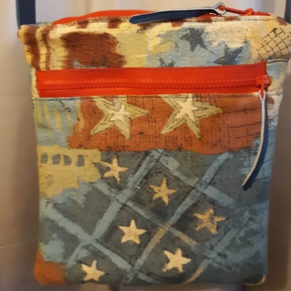 New Patriotic Stars & Stripes USA Canvas Crossbody Purse ShoulderBag Retro look - Picture 3 of 12